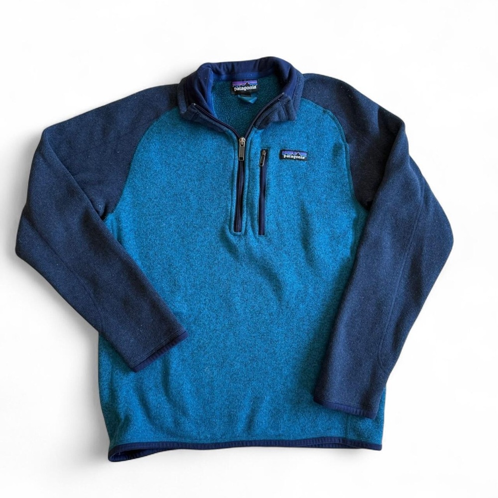 Patagonia Teal and Blue Quarter Zip pull over jacket